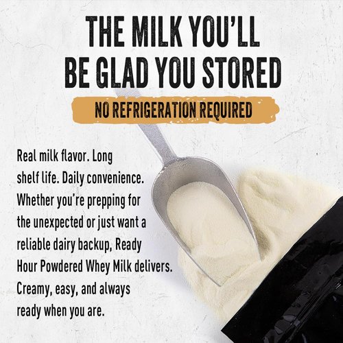 Ready Hour Powdered Whey Milk Case Pack (96 Servings), Powdered Milk Bulk, Bulk Freeze-Dried Food, Emergency Preparedness Kits, Emergency Milk Powder, Powdered Milk Long-Term Storage, Long Shelf Life Food