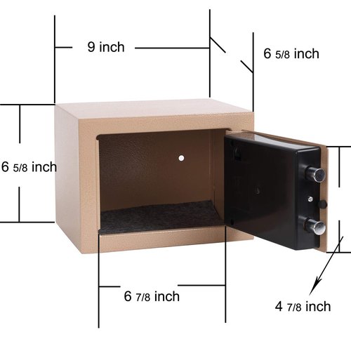 Yuanshikj 0.2 Cubic Feet Electronic Keypad Security Safe Lock Box Steel Digital Deposit for Home Office Hotel Business Cash Jewelry Storage (LIGHT GOLD, 0.2 CF)