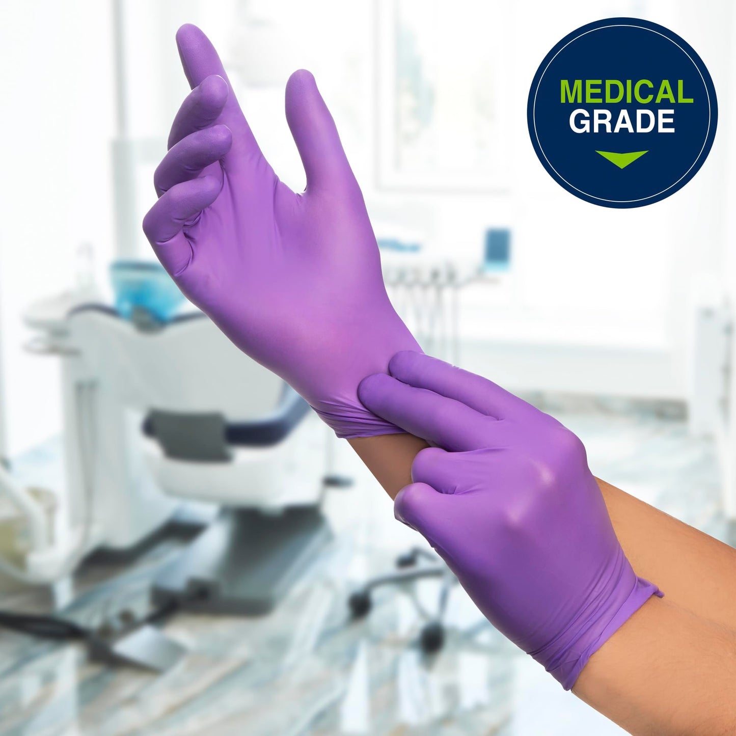 HALYARD Purple Nitrile Gloves Powder Free Disposable Medical Exam Gloves Dental Chemo Protection 5.9 mil 9.5 In Large Purple 55083 (Case of 1000)