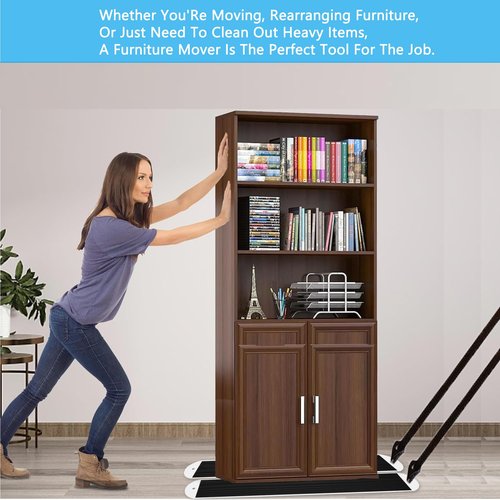 2 Pcs Large Appliance Slider with Pull Strap,Pull Furniture Slides,Moving Furniture Gliders Heavy Duty Sliding Sheet for Moving Heavy Furniture,Cabinets,Safes on Carpet and Hardwood Floor (4ft)