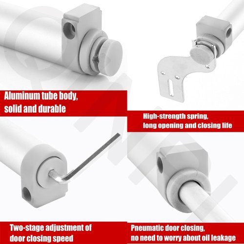 Self-Closing Patio Door Closer, Adjustable Sliding Speed, for Door Widths From 29.5 To 51", Slideback Sliding Door Closers, Quiet Pneumatic Damping Buffering, 80kg Load Bearing, for Balconies, Kitchen