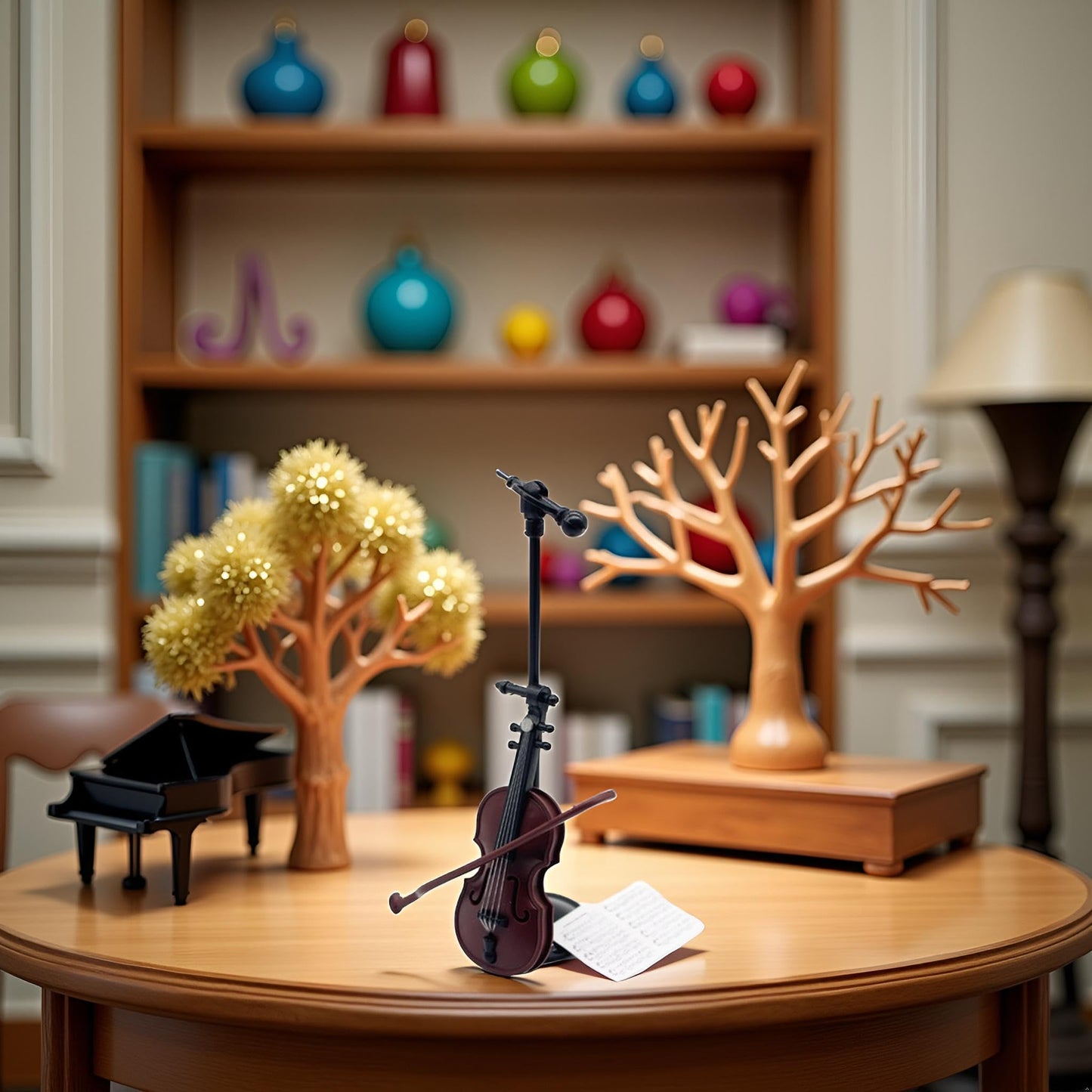 Fansoftiks Miniature Violin Ornament, Bow and Case - Perfect Mini Musical Instrument for Cell Phone Case Decoration House Decoration and Collectors Dollhouse