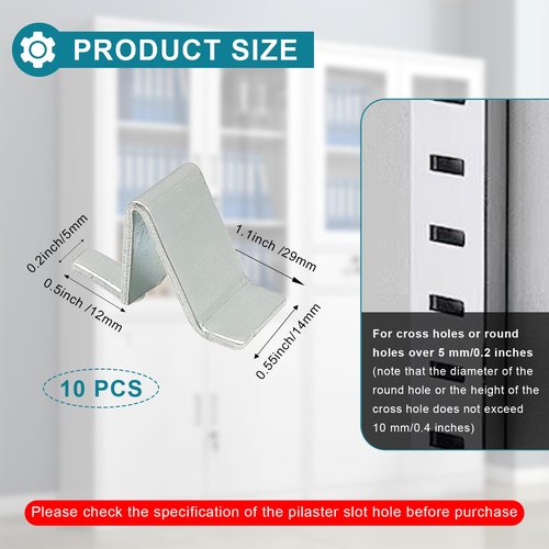 10 Pcs Shelf Clips, Stainless Steel Adjustable Shelves Brackets, Heavy Duty Metal Shelving Supports Clip for Adjustable Shelf Pilasters, Compatible with Sandusky Metal Cabinet, Silver