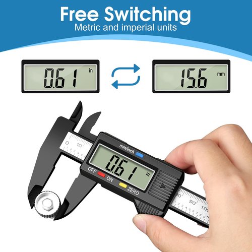 Digital Caliper Calipers Measuring Tool, 0-6inches Electronic Caliper with Premium Large LCD Screen, Inch and Millimeter Convert, Auto-Off Feature, High Precision and Clear Display, HnoaTovy