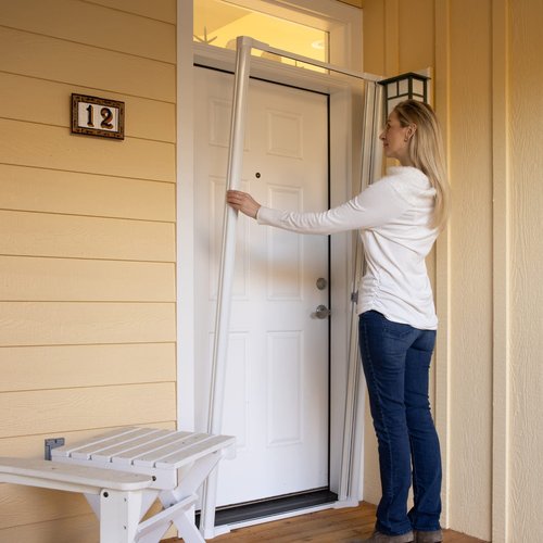 LARSON Brisa Single Black Retractable Screen Door with EZ-Glide, Roll Up Screen Door Fits 80-in Tall x 32-in to 36-in Wide Front Doors