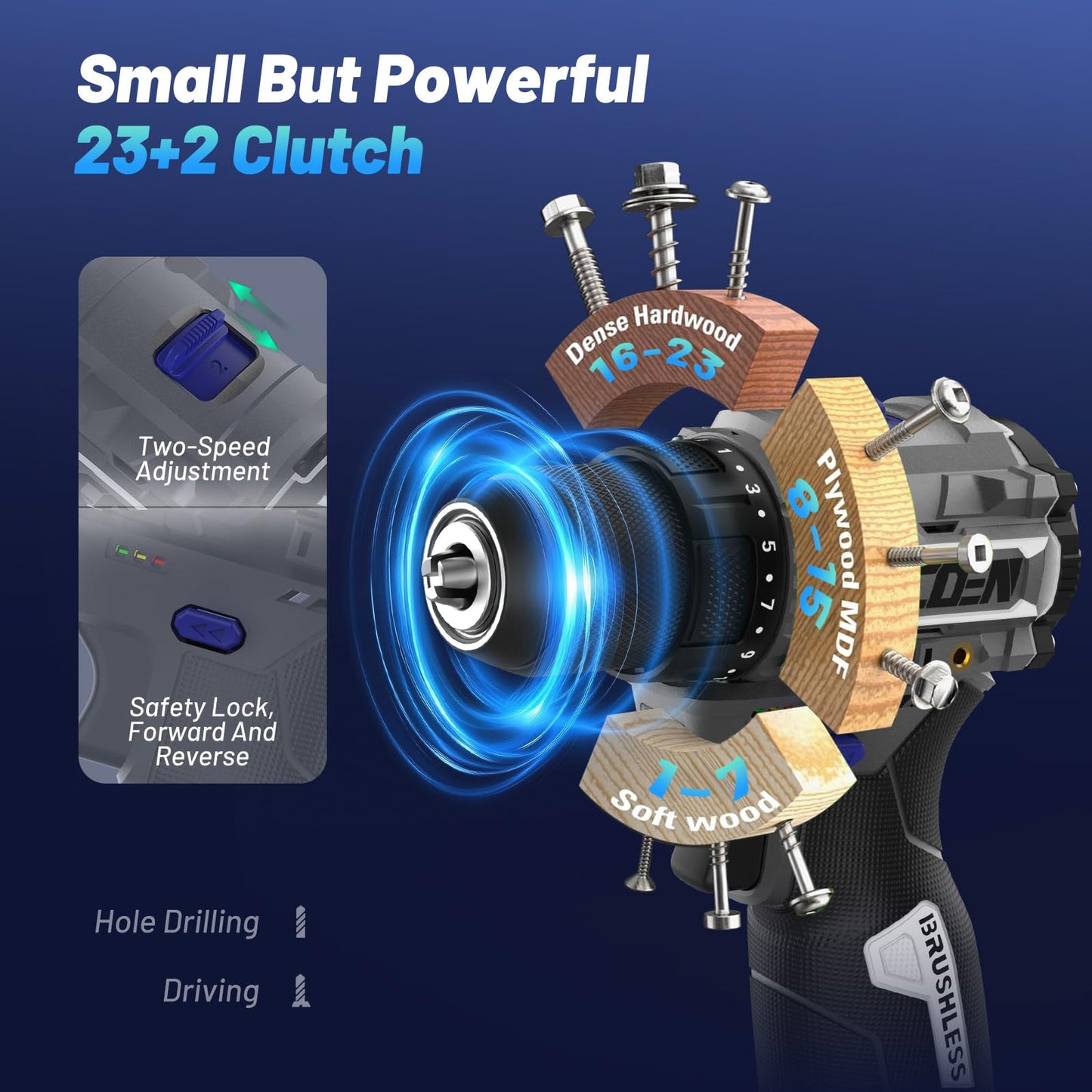 NCOEN 12V Cordless Drill and Impact Driver Power Tool Kits Combinados with 2 Batteries and Fast Charger (3/8"Drill & 1/4"Hex Impact Driver) for Home Installation,DIY tools