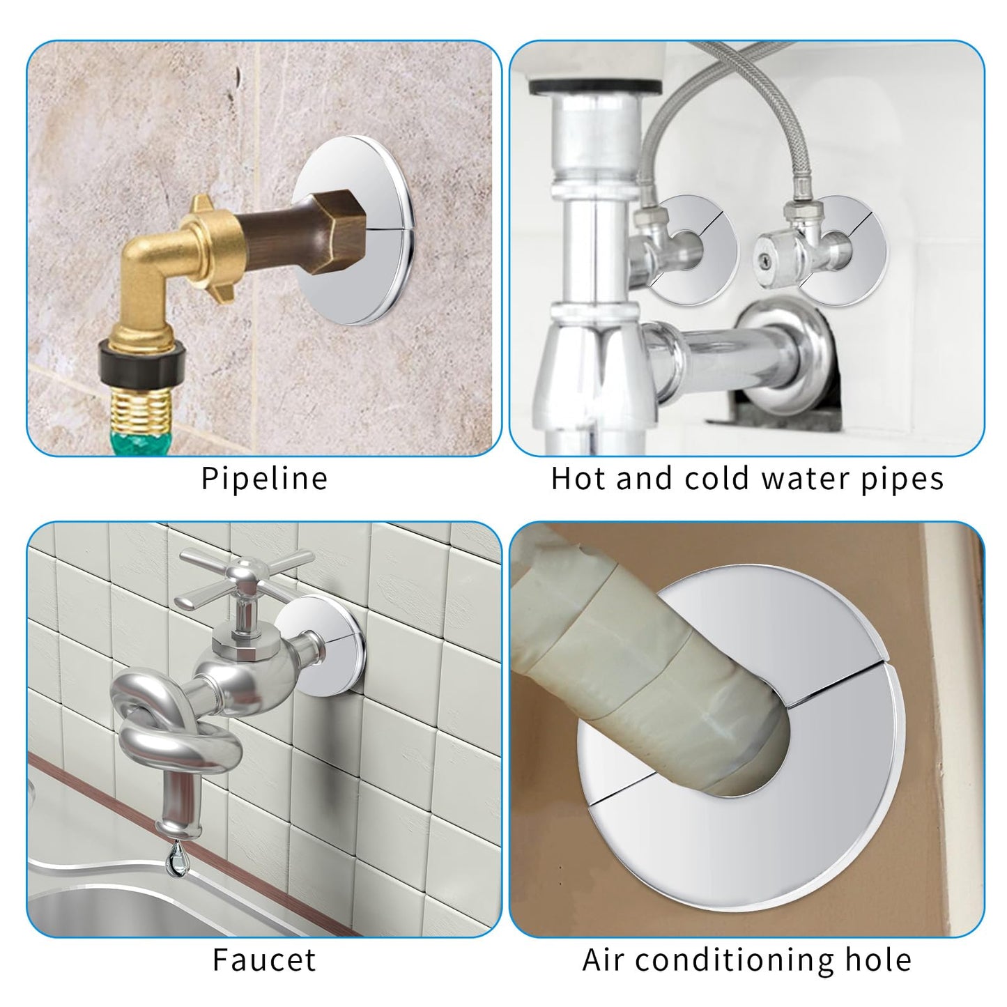 Prasacco 3 Pcs Escutcheon Plate Plumbing Cover Plates Wall Split Flange Stainless Steel Round Pipe Flange Faucet Flange Toilet Flange Escutcheon Ring Flange for 1 Inch Diameter Pipe, White