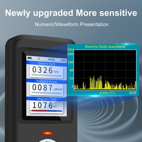 CHNADKS EMF Meter, Upgrated 3-in-1 Rechargeable Electromagnetic Field Radiation Detector for EF RF MF, Handheld Digital EMF Detector with LCD for Home&Office EMF Inspections