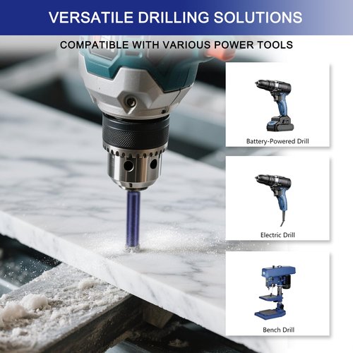 9 Pcs Diamond Drill Bit Set for Porcelain, Ceramic, Tile, Glass, Granite, Concrete, Masonry, Stone, Hex Shank Tile Drill Bits, Premium Industrial Diamond Grit, for Efficient Precise Drilling