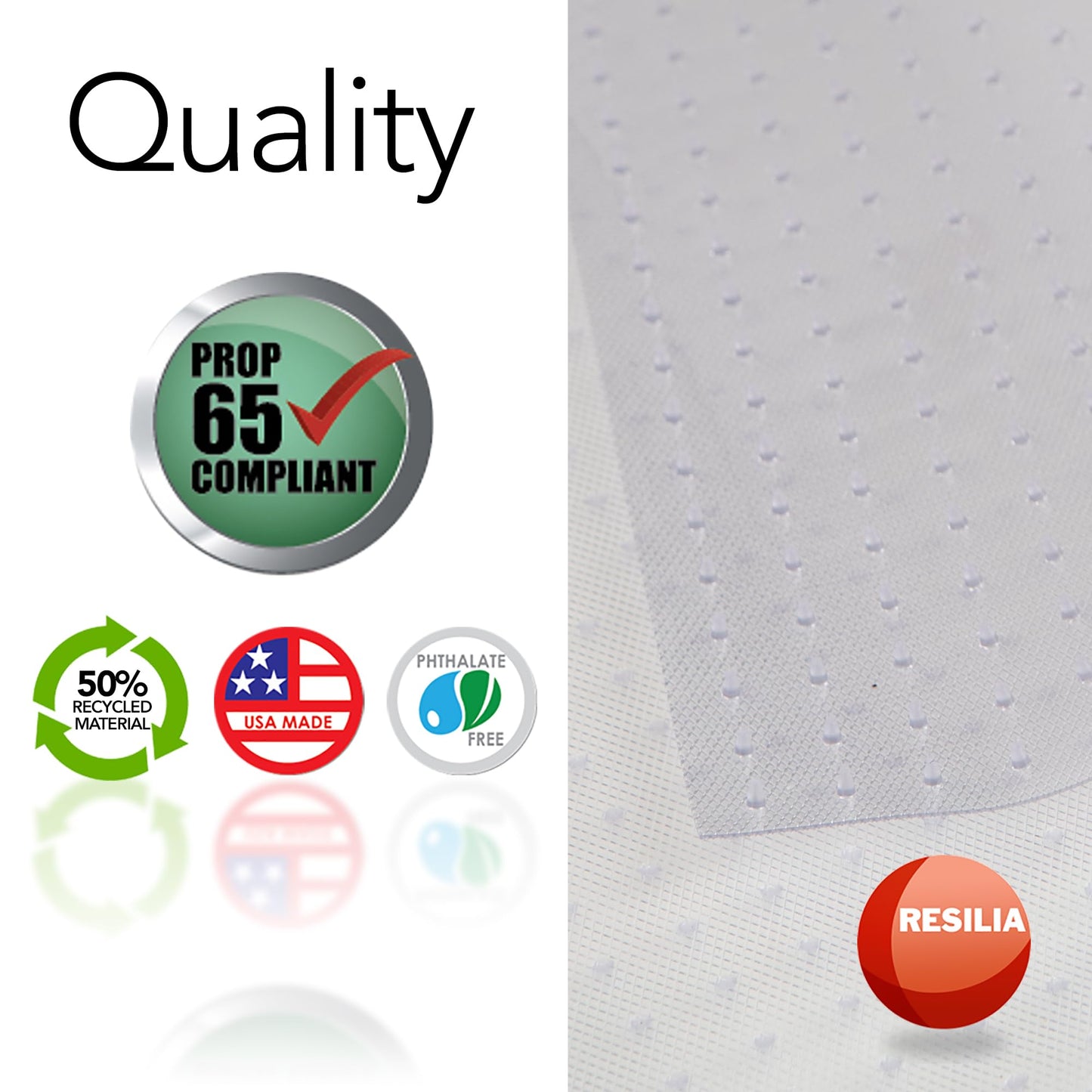 RESILIA Industrial Deep Pile Carpet Runner - Crosshatch Pattern Non Slip Carpet & Rug Protector Mat, Waterproof Clear Plastic Vinyl Floor Covering, 24 Inches Wide x 6 Feet Long, Made in The USA