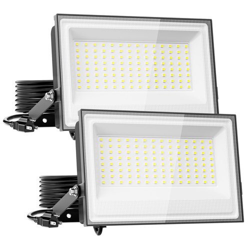 Meloght 160W Flood Lights Outdoor, 16000LM LED Work Light with Plug, Daylight White 6500K LED Flood Light, IP66 Waterproof Exterior Security Lights for Yard Garage Stadium 2 Pack