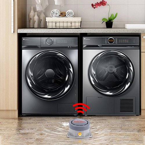 Water Leak Detector 1 Pack, Shackcom Water Alarm 110DB, Wireless, Waterproof & Battery-Operated, Audio and Light Alerts for Bathroom, Kitchen & Home Security ( Battery Not Included )