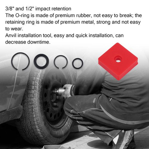 6 Sets 3/8" & 6 Sets 1/2" Impact Retaining Clip Friction Rings with O-Ring, with Retainer Ring and Anvil Installation Tool for Electric & Pneumatic Impact Wrench(Black)