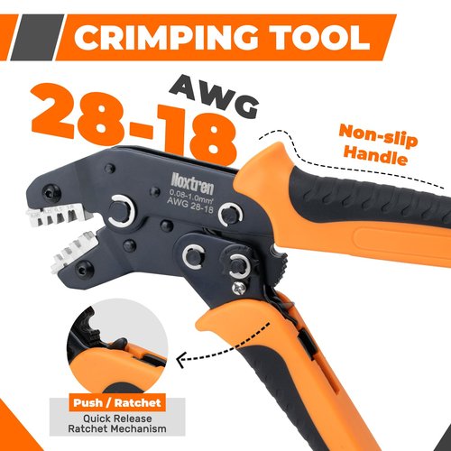 Noxtren Crimping Tool Connector Kit, Compatible with JST-XH 2.5mm/2.54mm, 22-Size Connector Set, 28–18 AWG Ratcheting Crimper, Fits KF2510, Molex, TE, for DIY, RC & Prototyping Projects