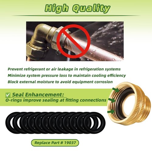 19037 O-Ring Seal Compatible with Yellow Jacket Replacement O-Ring, Suitable for Quick Right Angle Joints in HVAC and Refrigeration Systems, Set of 12