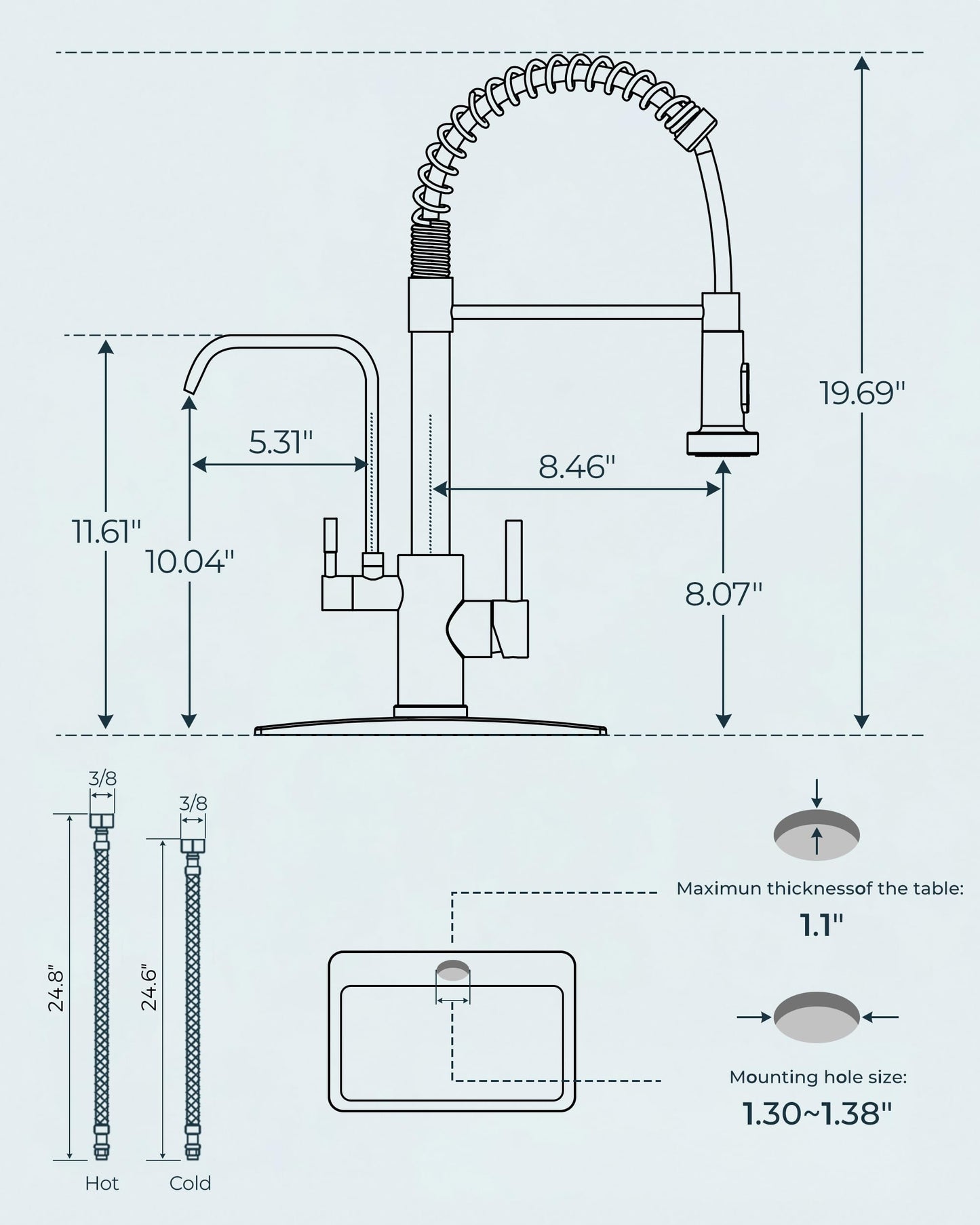 FORIOUS Kitchen Faucet with Purfied Water Filter, 2 in 1 Commercial Stainless Steel Pull Down Sink Faucet and Drinking Water Faucet 2 Handle for Pot Filler Kitchen Sink Farmhouse Bar, Brushed Nickel