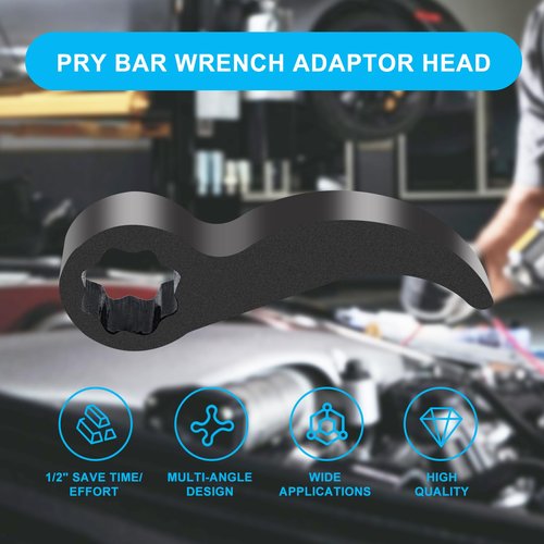 SQEJWSI 2Pcs Pry Bar Wrench Adapter & Ratchet Pry Bar Attachment for 1/2" 8pt Square Profile, Crowbar Adapter Head, Tight Space Half Shaft Removal Car Repair Tools