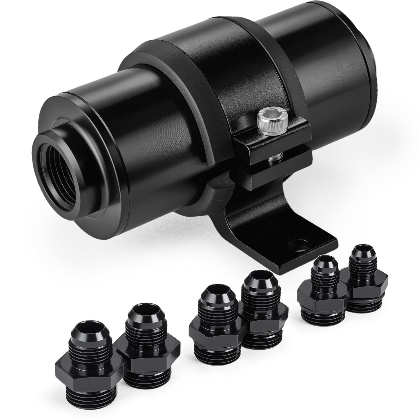 EVIL ENERGY Inline Fuel Filter 10 Micron with 6AN 8AN 10AN Adapter&Bracket Clamp 50MM Universal