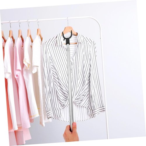 AKOOSY Telescopic Stainless Steel Clothes Pole with Adjustable Hook High Reach Garment Hanger for Closet Laundry and Curtains Flexible Antislip Fork Design Easy to Clean Steel Support Rod