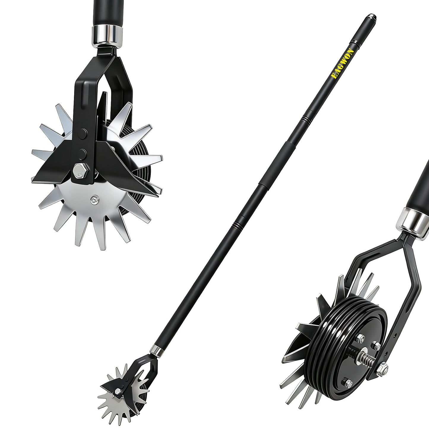 EAGWON Wheel Rotary Edger Lawn Tool, 66-Inch Manual Grass Edge Trimmer with Adjustable Stainless Steel Handle, Sidewalk Driveway Edger with Cushion Grip for Garden Landscaping
