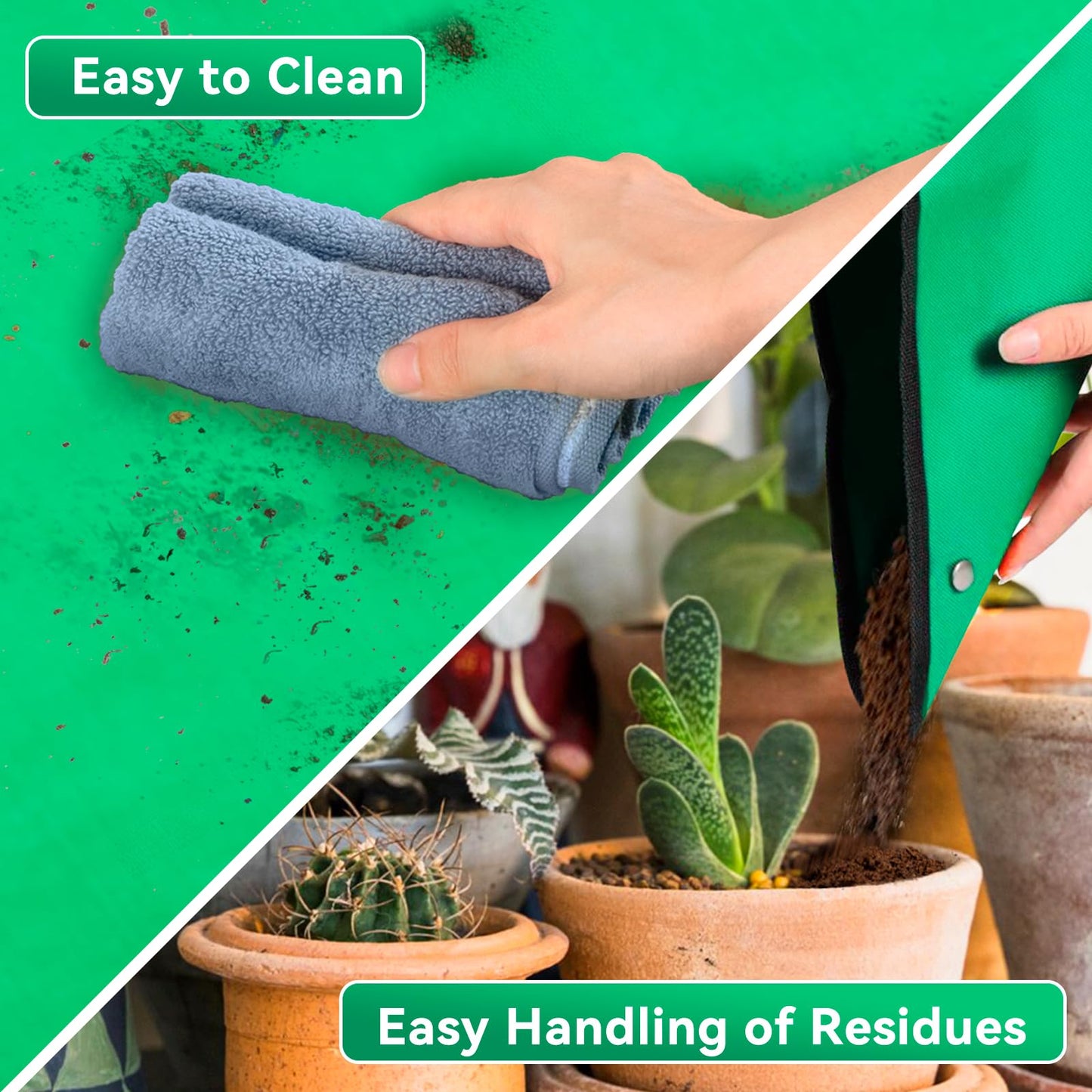 vuicci Plant Repotting Mat 26.8" X 26.8",Square Succulent Gardening Mat Waterproof Transplanting Mat Thickened Foldable Soil Change Mat and Potting Soil Mess Control Tidy Tray Repotting Mat