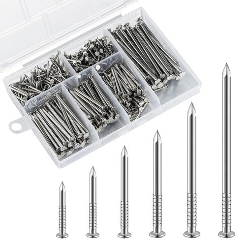 Wensilon 430pcs Stainless Steel 304 Nails Kit, Hanging Nails Kit, Wall Nails Kit, Dowels Kit, Long Nails Kit