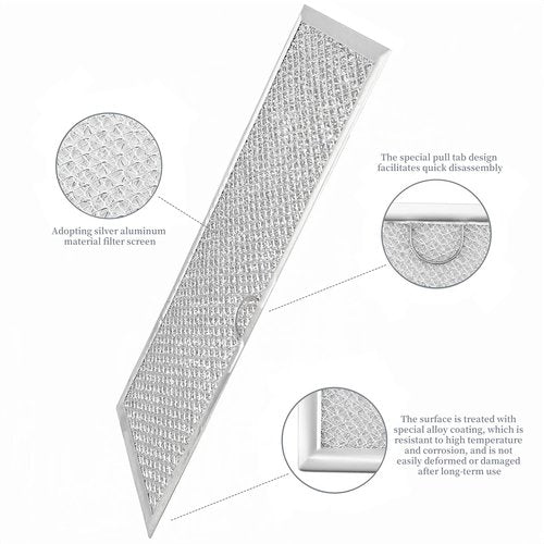 Silver Grease Filter 11.57 x 5.5 x 0.09 inches Compatible with Whirlpool W10575379 W11190170 Downdraft Range Hood (1-Pack)