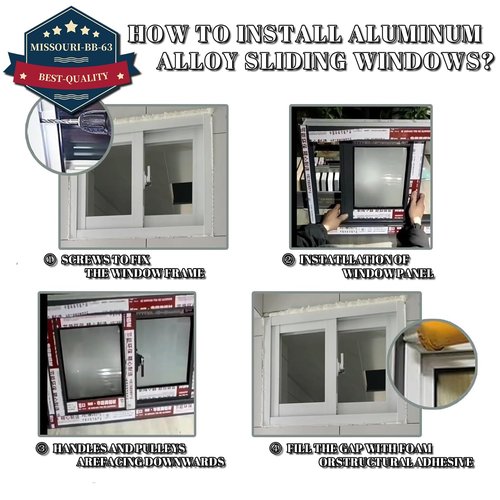 [Missouri Choose] 34x15in/ 86x38cm House Aluminum Replacement Windows, Basement Replacement Window with Screen,8cm/3in Thick Aluminum Frame & 5(mm) Tempered Glass, Support Customization(Color:Black)