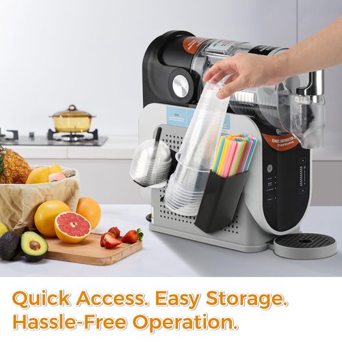 3-in-1 Cup Organizer Rack for Ninja Slushie Machine FS301 & FS300 – Side-Mounted Holder for Cups, Lids & Straws – Accessories for Ninja Slushie Maker