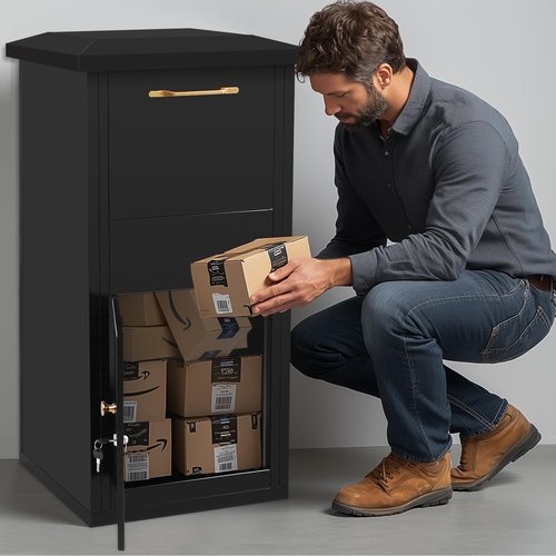 Package Delivery Boxes for Outside, 17.6" x 15.7" x 39", 2.7 ft3, Extra Large Steel Parcel Drop Box with Lock, Anti-Theft Package Box for Outside Deliveries, Package Mailbox for Porch, Home&Ofiice
