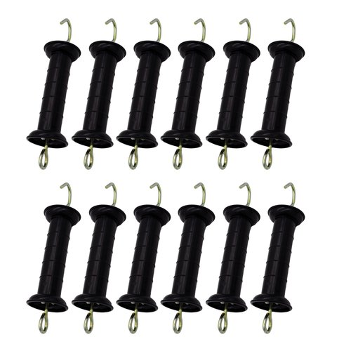 Plastic Electric Fence Gate Handle Insulators, Gate Handle with Spring (Black) (12)
