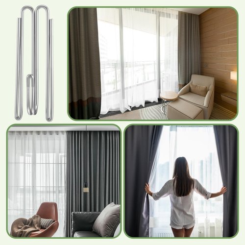 80Pcs Curtain Pleat Hooks Metal Curtain Hook 4 Prongs Pinch Pleat Hooks Clips Silver W Shape Drapery Pins Hook for Window Shower Curtains