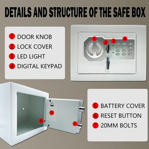 Yuanshikj 0.2 Cubic Feet Electronic Keypad Security Safe Lock Box Steel Digital Deposit for Home Office Hotel Business Cash Jewelry Storage (LIGHT GOLD, 0.2 CF)
