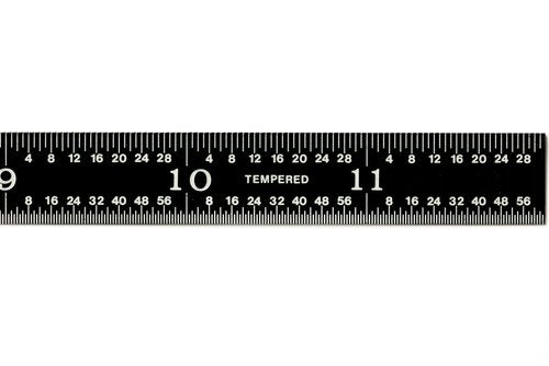 PEC Tools 301-012EZ, 12 Inch Flexible Ruler, 3R (32nds, 64ths, 10ths, 50ths),Made in US, Stainless Steel, Black Chrome