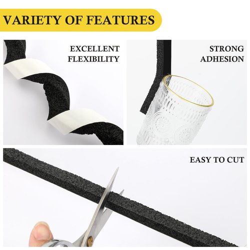 fowong Air Conditioner Window Seal 1 Inch X 1 Inch, Thick AC Weather Stripping High Resilience Foam Sealing Tape Adhesive AC Window Seal Kit 6.5ft Long (6.5ft x 2 Rolls, Black)
