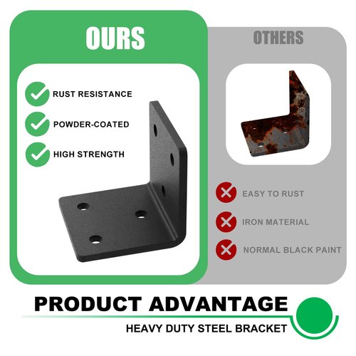 Andorm 8 Pack Heavy Duty Corner Angle Brackets for Outdoor Framing 3-1/2" x 3-1/2" 90 Degree Thickness 6.5mm(1/4"), L Bracket for Wood 4X4