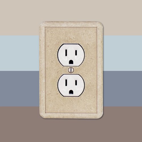 Questech Outlet Cover, Single Duplex Wall Plate 1-Gang Switch Plate Standard Size Electrical Outlet Receptacle Cover, Decorative Tumbled Texture, Travertine, 3 Pack