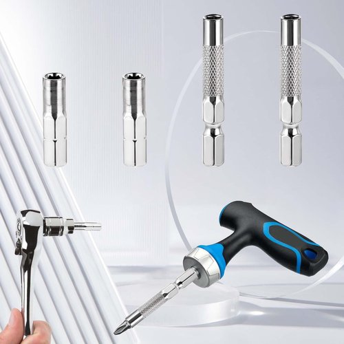 4 Pcs 1/4 to 4mm Drill Bit Adapter, 2 Pieces 1/4 to 4mm Hex Adapter Magnetic and 2 Pieces Drill Extension Micro Bit Holder for Sockets and Precision Bits Set Screwdriver Converter
