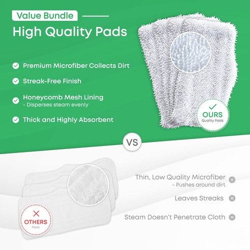 Turbo Microfiber 4-Pack Mop Pads for Shark Steam Mop SK Series & S Series - Shark Steam Replacement Pads