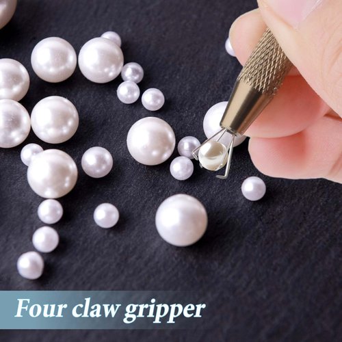2 Pcs Piercing Ball Grabber Tool, Mini Grabber Pen Stainless Steel 4-Claw Pick up Tool, Small Parts Pickup Grabber, Piercing Ball Holder Jeweler Pickup Tool for Jewelry Craft, Jewel Diamond Pick up