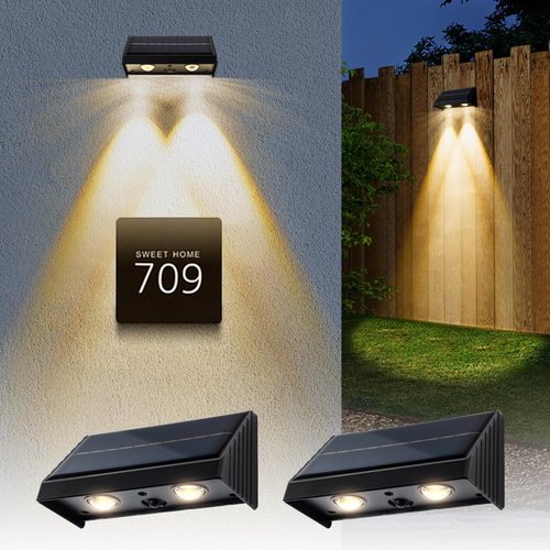 Solar Wall Lights Outdoor Waterproof 3000K Warm White Downlights LED Dusk to Dawn Solar Lights for House Number, Address Sign, Mailbox, Fence