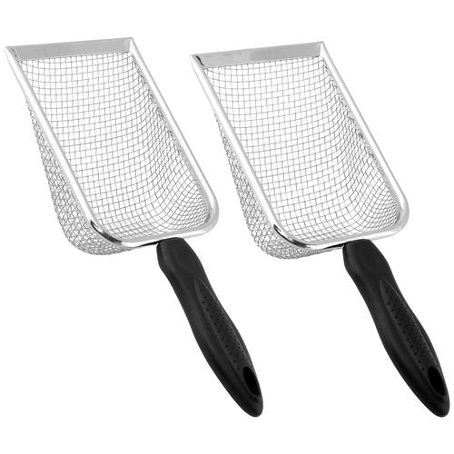 2pcs Gardening Soil Sifter, 3.8mm & 5.0mm Mesh Sieve for Gardening, Dirt Sifter Compost Sifters with Handle, Multi-Functional Garden Sieve Potting Scoop for Sand, Rocks(Color:Silver)