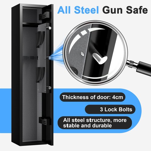 Gun Safes for Home Rifle and Pistols, Rifle Gun Safe, Gun Safe Quick Access, Gun Cabinet with Removable Shelf, LED Light, Pistol Pouches & Inner Cabinet (2-3 gun safe digital)