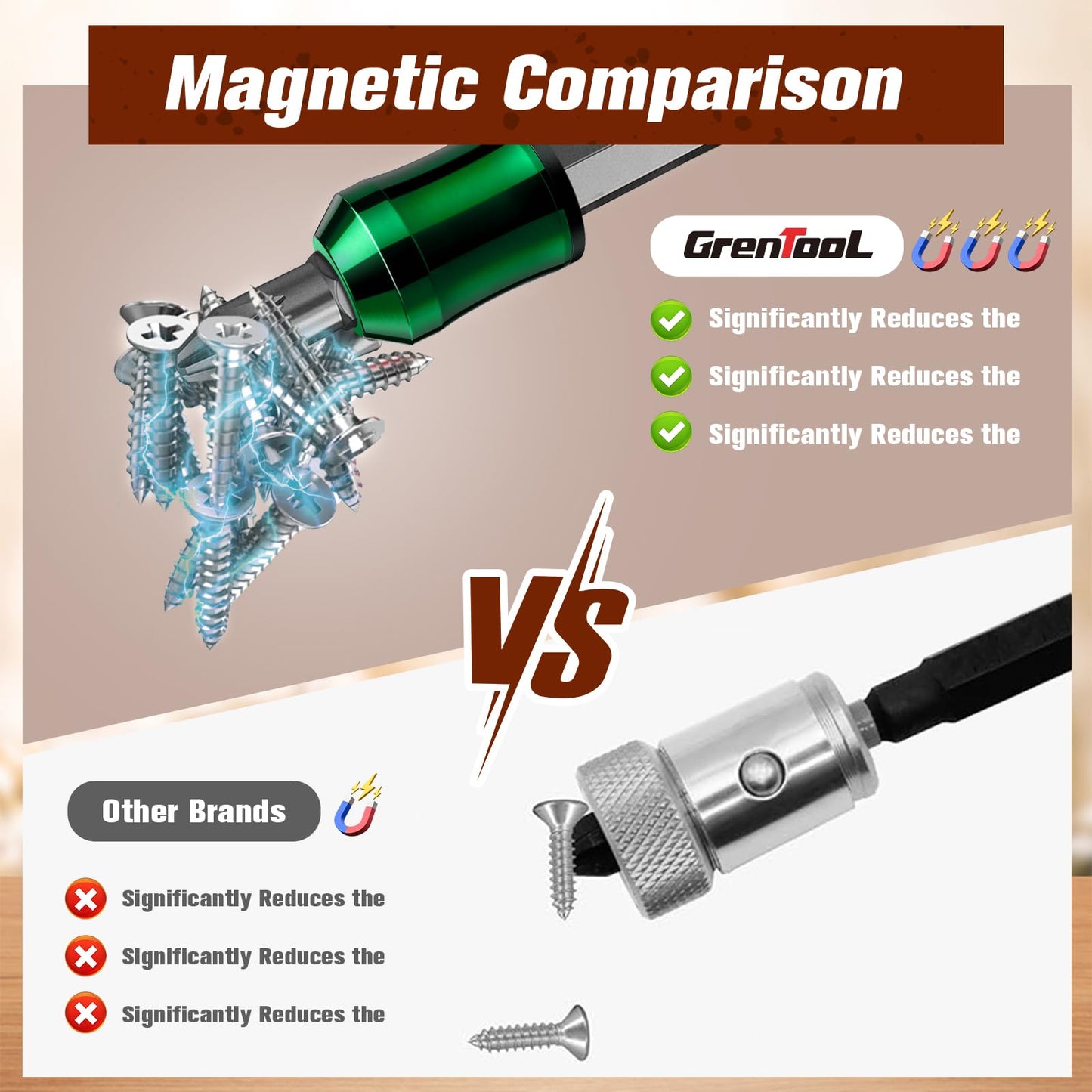 GRENTOOL Magnetic Screw Ring: 1/4 Inch (6.35mm) Universal Detachable Drill Bit Magnetizer, Strong Magnetic Adhesion Prevents Screw Drop for Hex Screwdriver and Power Bits (3 Pcs)