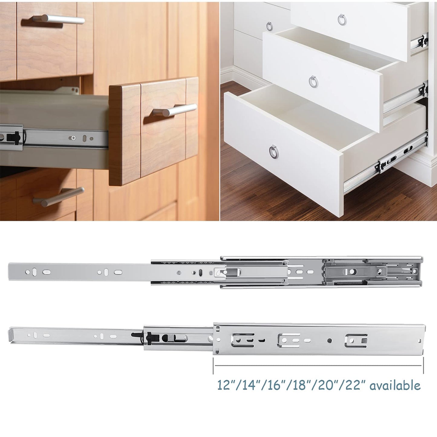 Gobrico Drawer Hardware 16-inch Hydraulic Soft Self Close Drawer Slides Full Extension Ball Bearing Drawer Runners 3Folds 100 lb. 1Pair