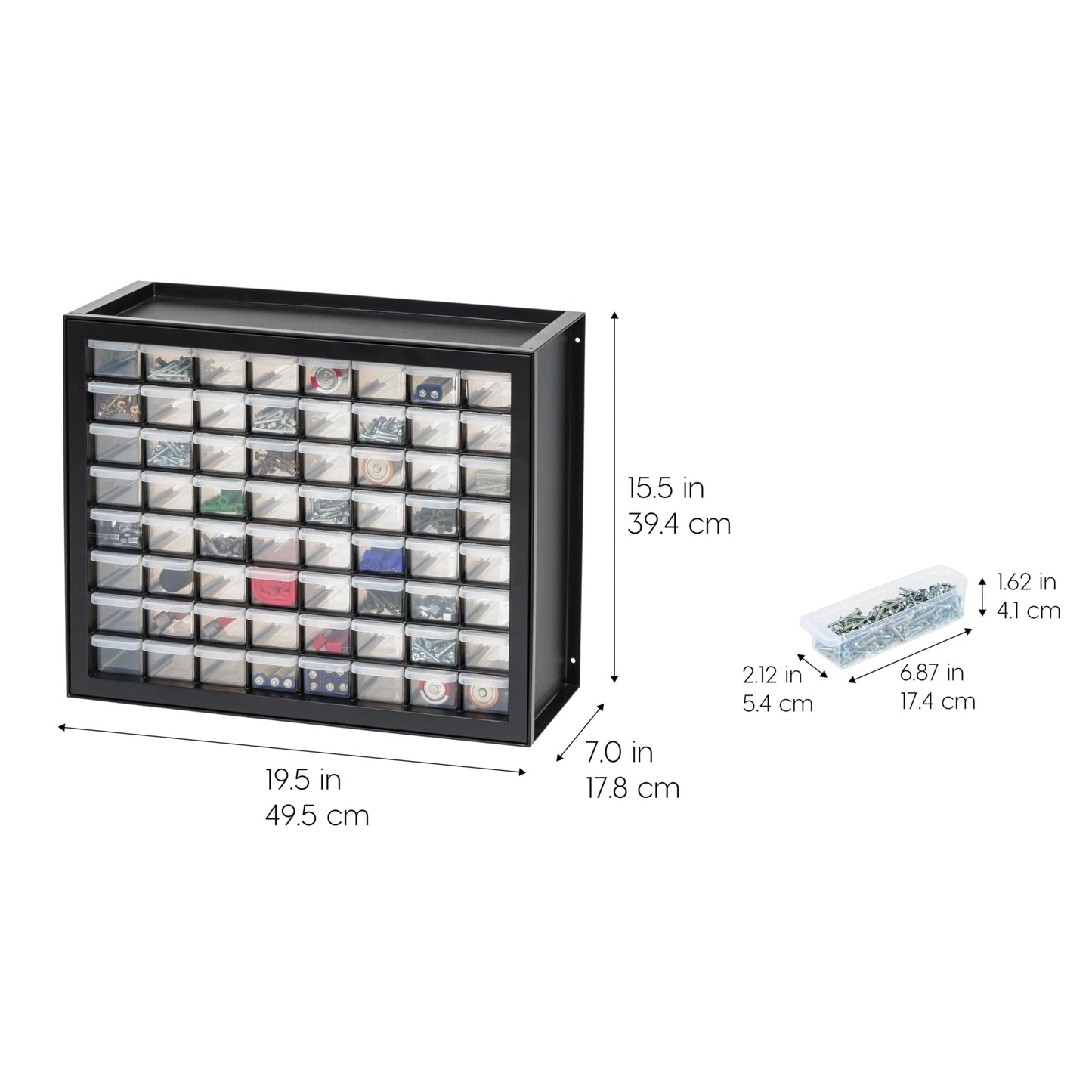 IRIS USA 64-Drawer Screw Organizer, Made in USA, Storage Chest for Hardware, Screws, Nuts & Bolts, Garage Tools, Charms, Beads, Craft, Scrapbook & Hobby Supplies, Teacher Toolbox, Black