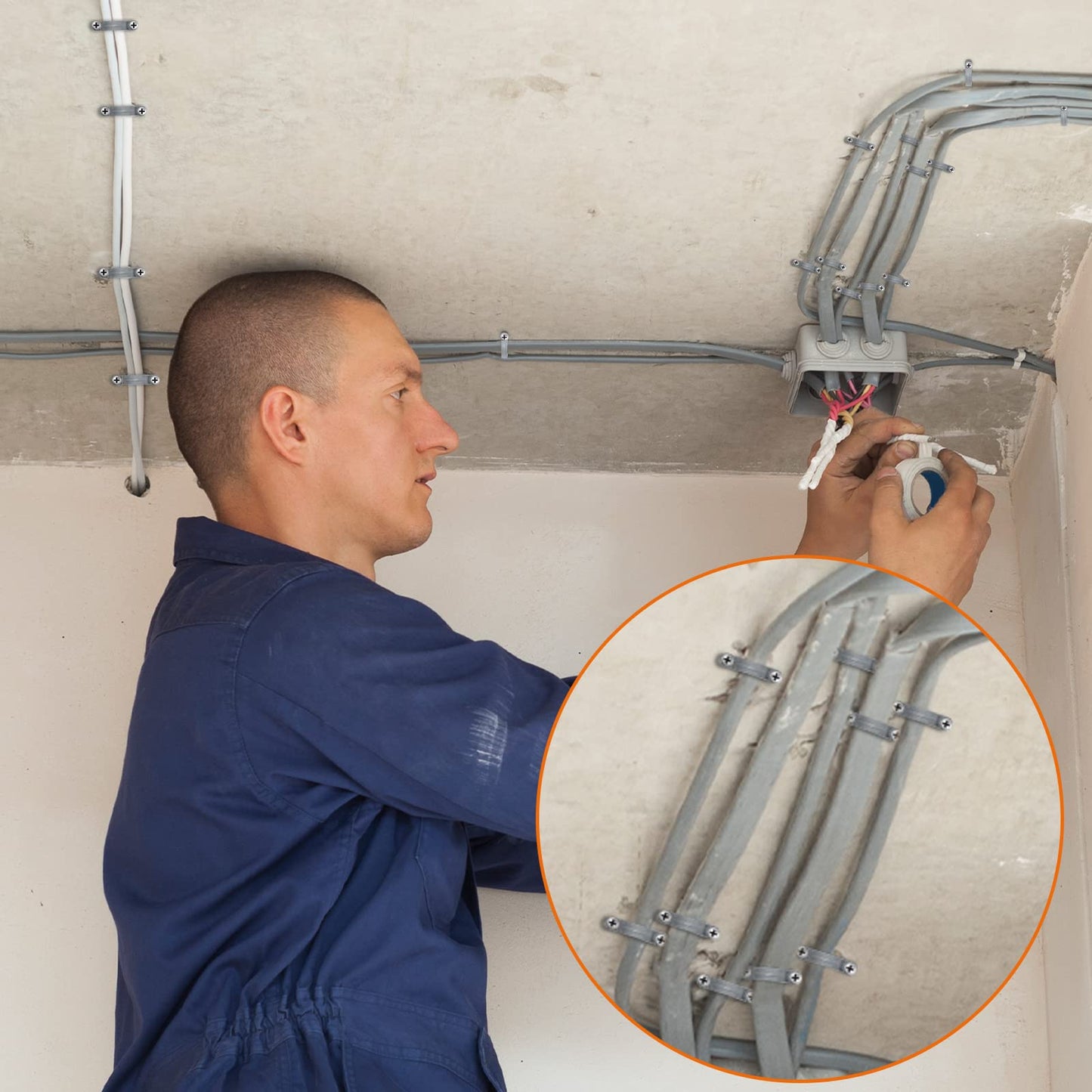 Demissle PVC Conduit Clamp 2 Hole Straps Heavy Duty Grey Plastic Conduit Strap U Clip Mounting Bracket for Cables(50 Pcs,3/4 Inch)