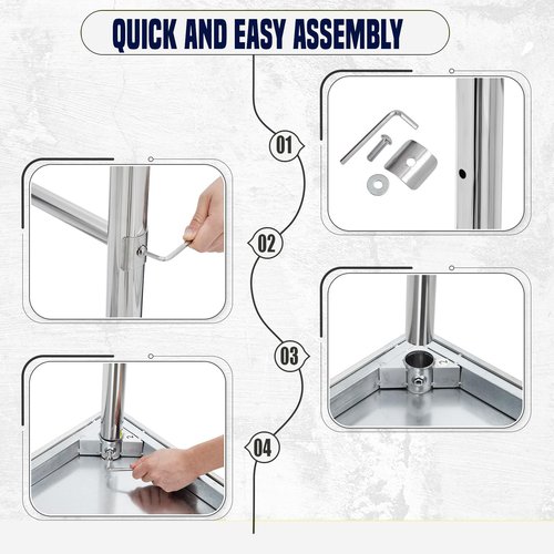 Stainless Steel Work Table 48x24 Inch, Commercial Kitchen Prep Table Metal Table for Restaurant and Home