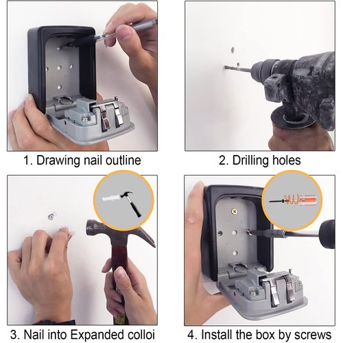 Diyife Key Lock Box, [Wall Mounted] Combination Key Safe Storage Lock Box for for Home Garage School Spare House Keys