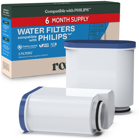 Roobi Compatible Philips Water Filters. Specially Designed for Philips Coffee Machines, Carbon Neutral Aqua Clean Water Filters. 2 Pack, 6 Months Supply.